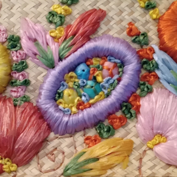 COPY - Vintage Straw Purse Handbag Floral Shells - Picture 3 of 8